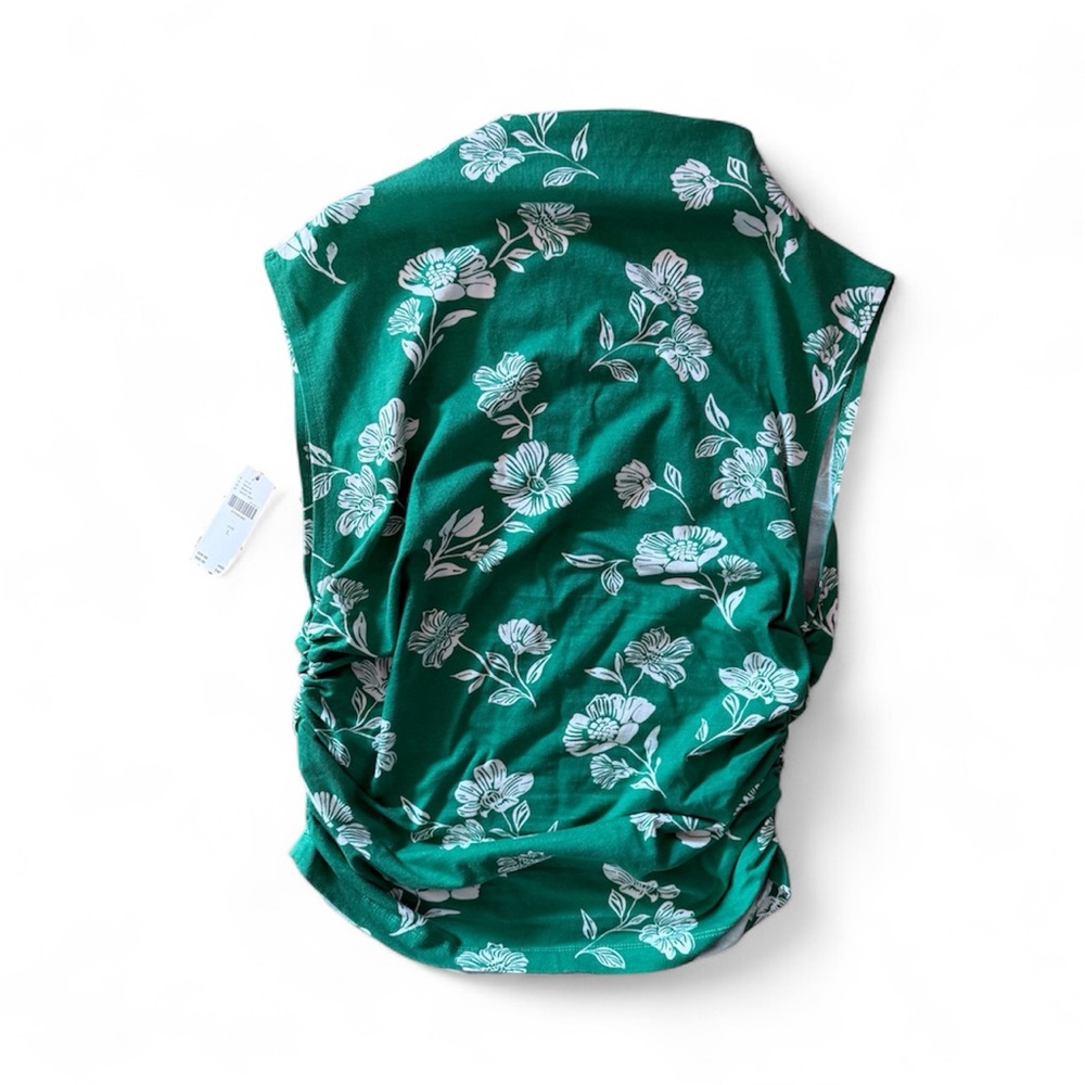 NWT Anthropologie Maeve Green & White Floral
Sleeveless Mock Neck Top (L)